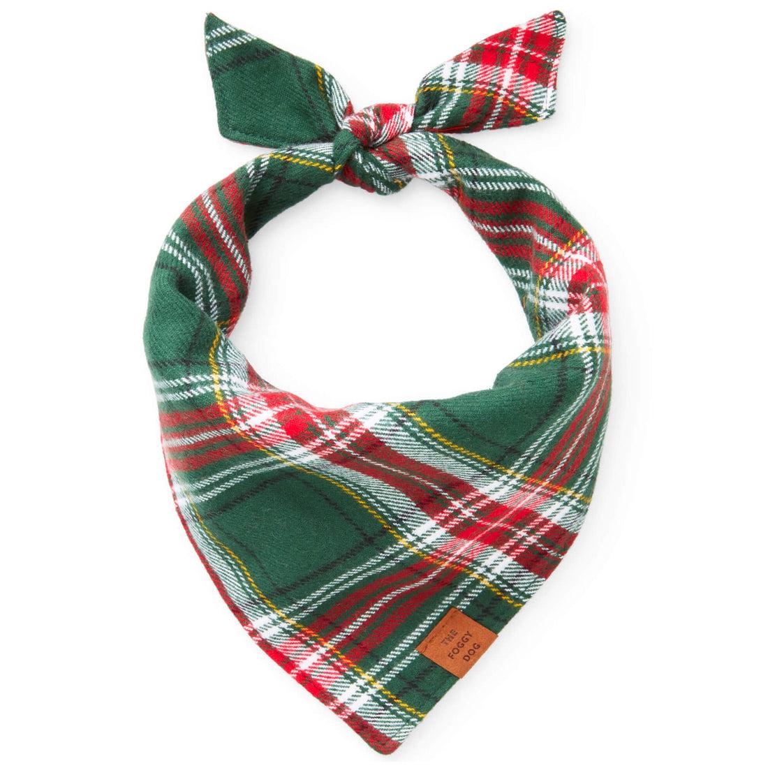 The Foggy Doggy Holly Jolly Flannel Holiday Dog Bandana, Small