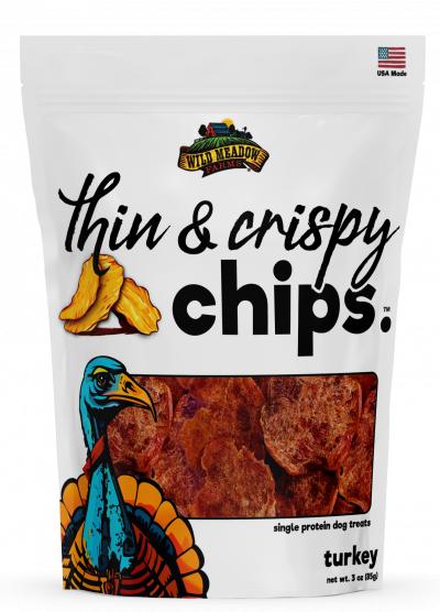 Wild Meadow Farms Thin & Crispy Turkey Chips Dog Treats, 3-oz