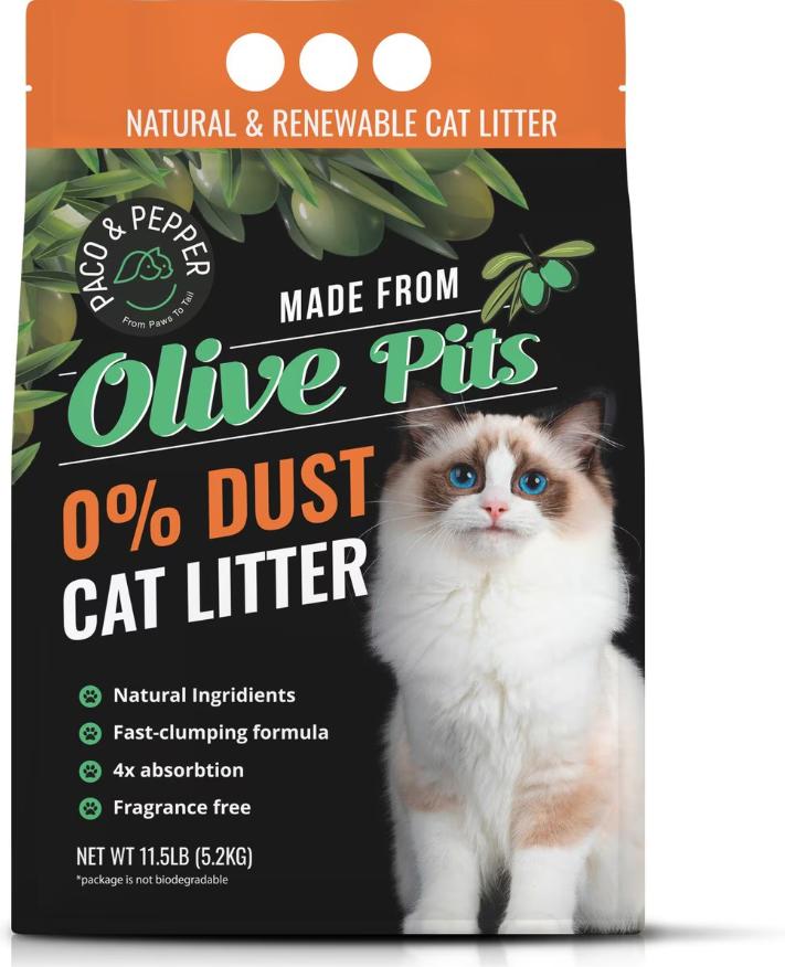 Paco & Pepper Olive Pit Cat Litter
