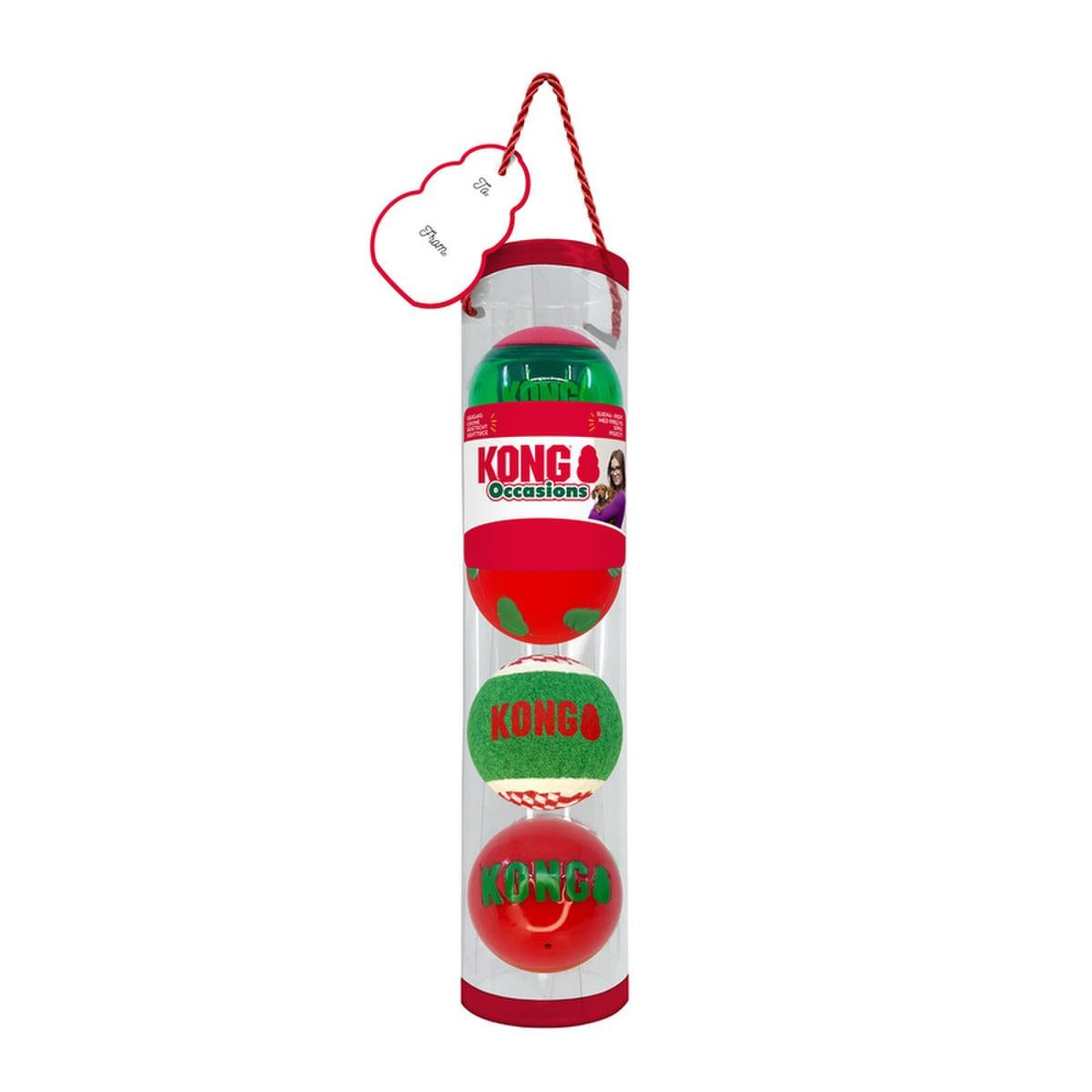 KONG Holiday Occasions Balls Dog Toy, Medium, 4-pk