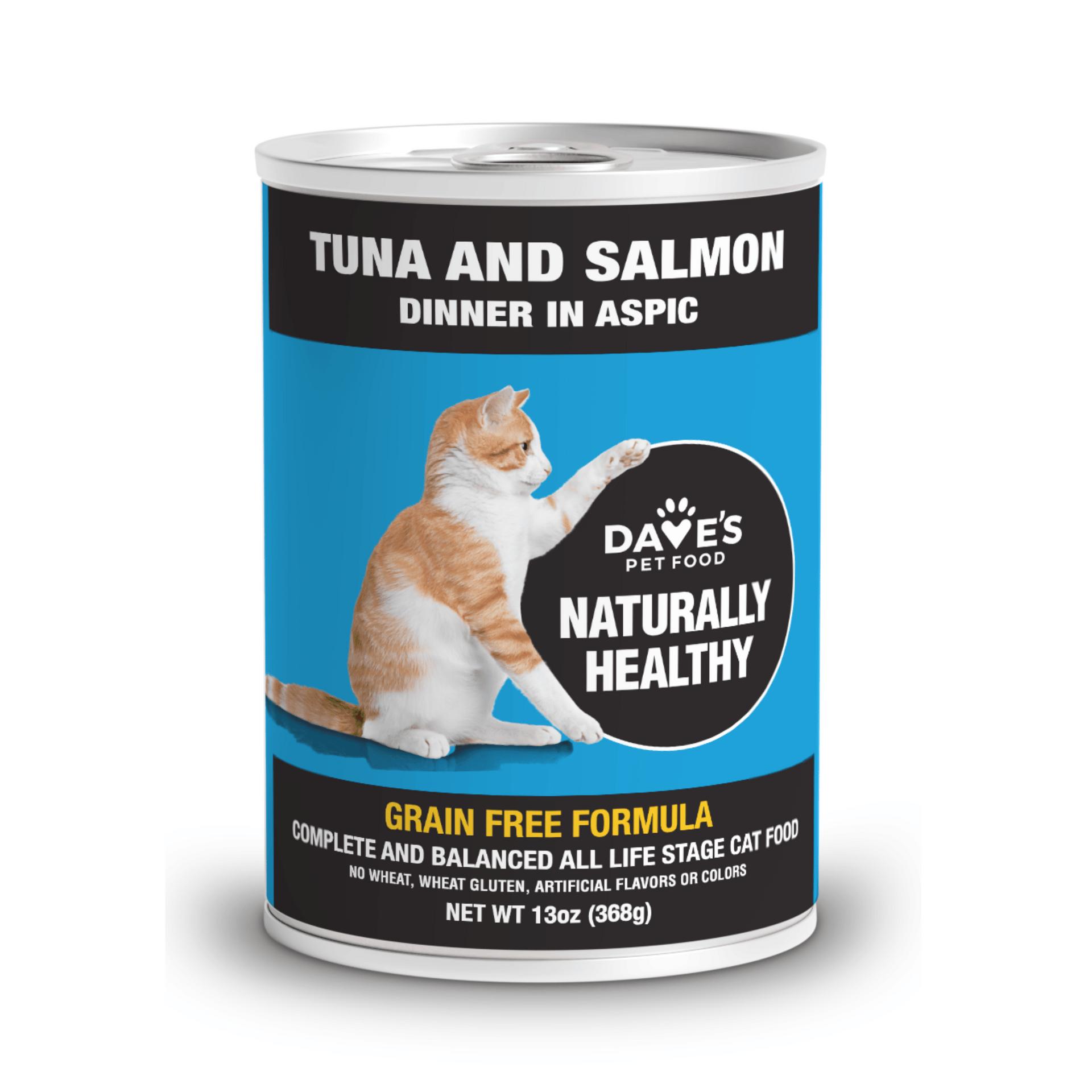 Dave's Pet Food Naturally Healthy Tuna & Salmon Dinner in Aspic Grain-Free Wet Dog Food Can, 13-oz