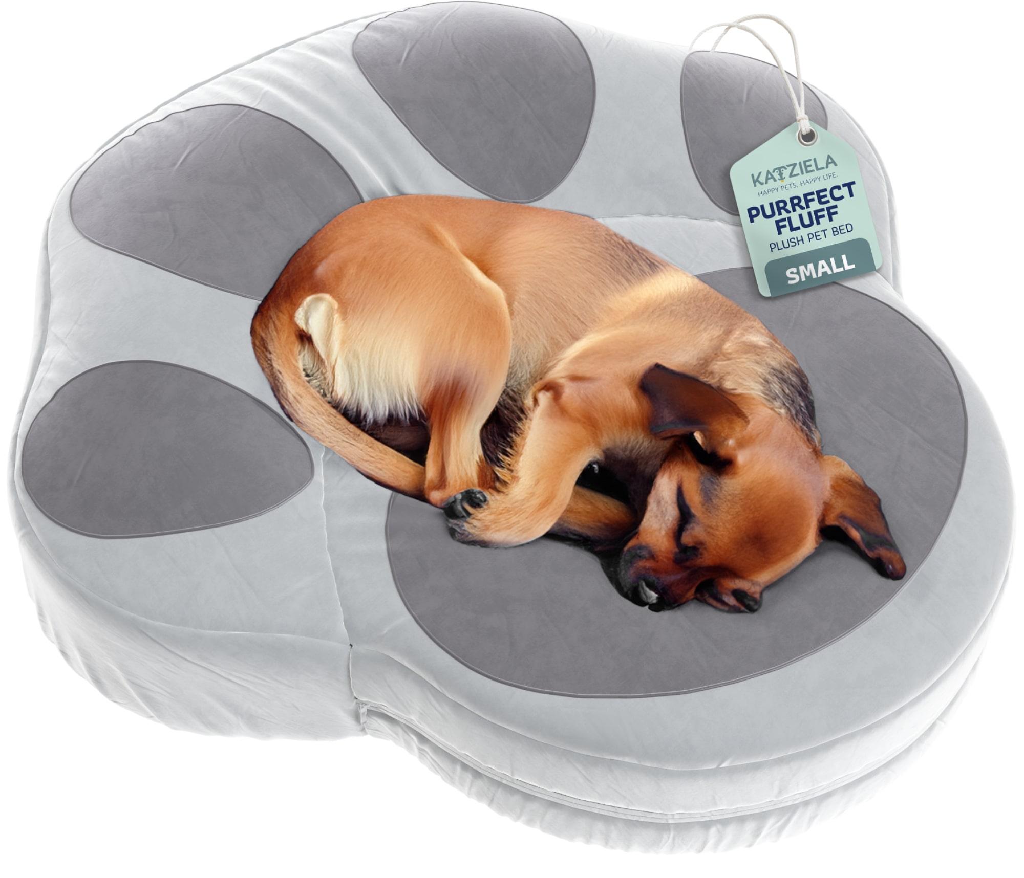Katziela Purrfect Fluff Paw-Shaped Dog & Cat Bed, Gray