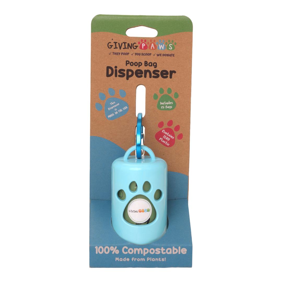 Giving Paws Compostable Dog Poop Bag Dispenser, Blue