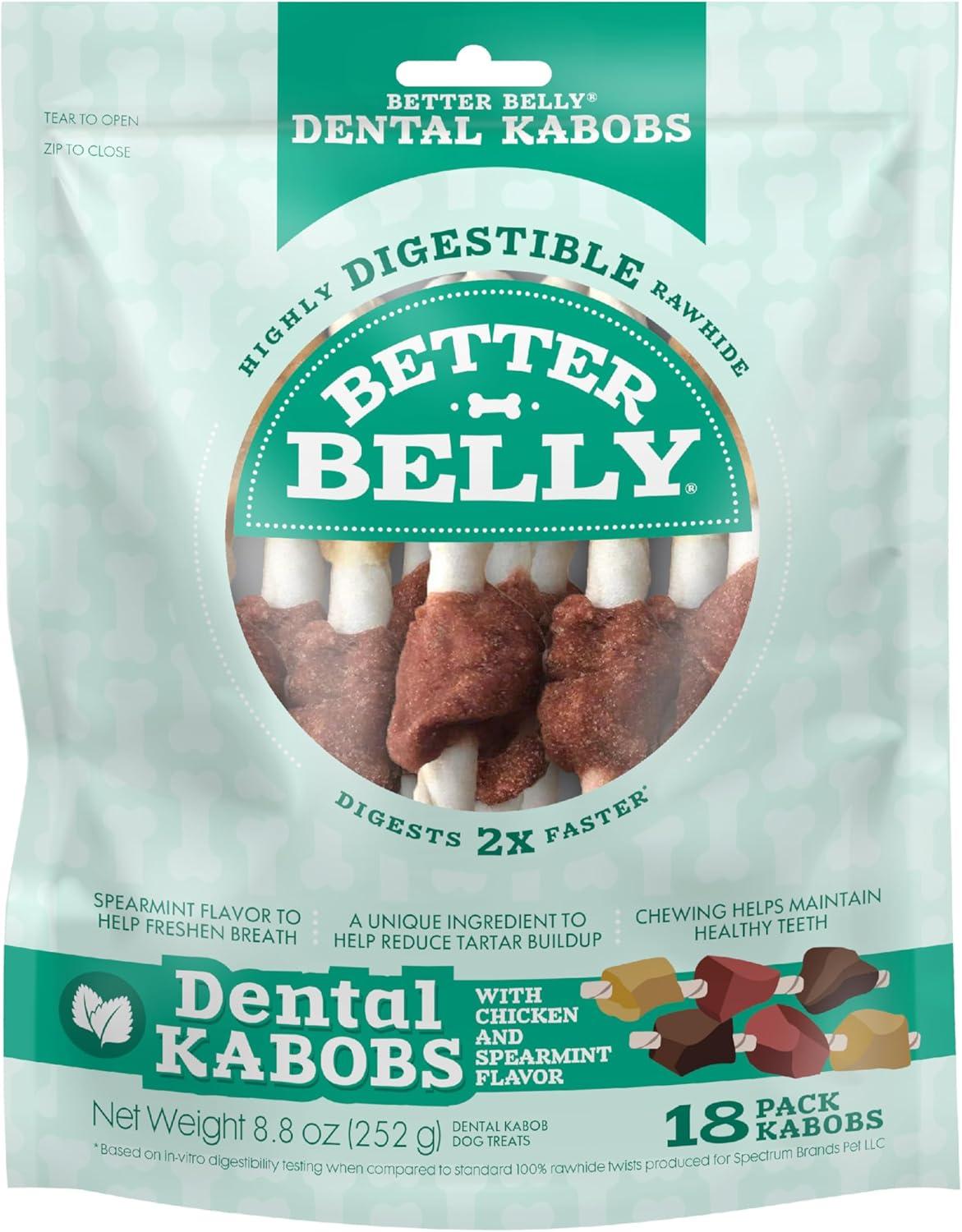 Better Belly Dental Kabobs Chicken & Spearmint Flavor Dog Treats
