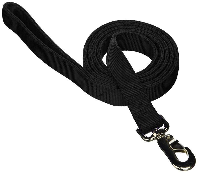 Leather Brothers/OmniPet Bravo Double Layer Nylon Dog Lead, Black, 1-in x 6-ft