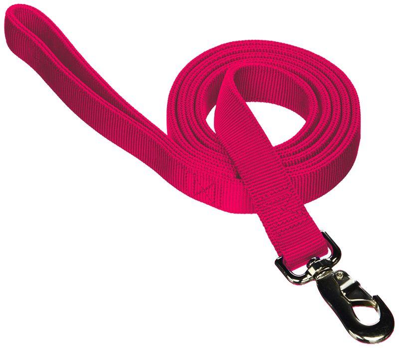 Leather Brothers/OmniPet Bravo Double Layer Nylon Dog Lead, Raspberry, 1-in x 6-ft