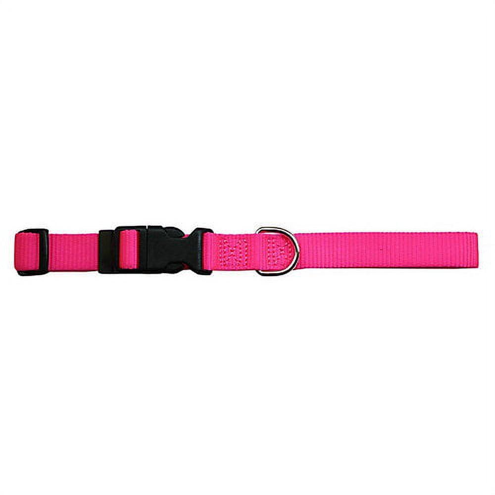 Leather Brothers/OmniPet Kwik-Klip Adjustable Nylon Dog Collar, Neon Pink, Medium (3/4-in x 14-20-in)