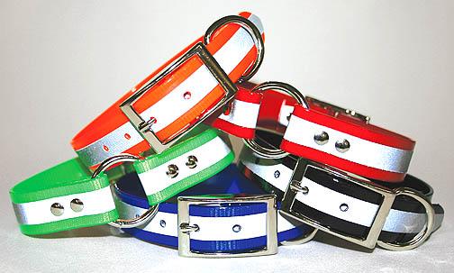 Leather Brothers/OmniPet SunGlo Regular Reflective Strip Dog Collar, 1-in x 19-in