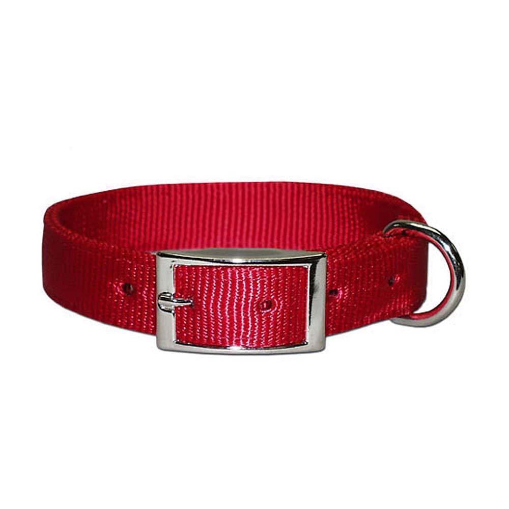 Leather Brothers/OmniPet Bravo Regular 2-Ply Nylon Dog Collar, Red, 1-in x 23-in