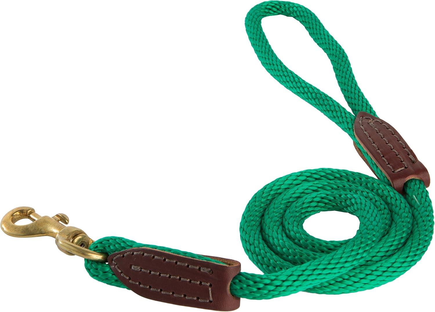 Leather Brothers/OmniPet British Rope Brass Snap Dog Lead, Green, 6-ft