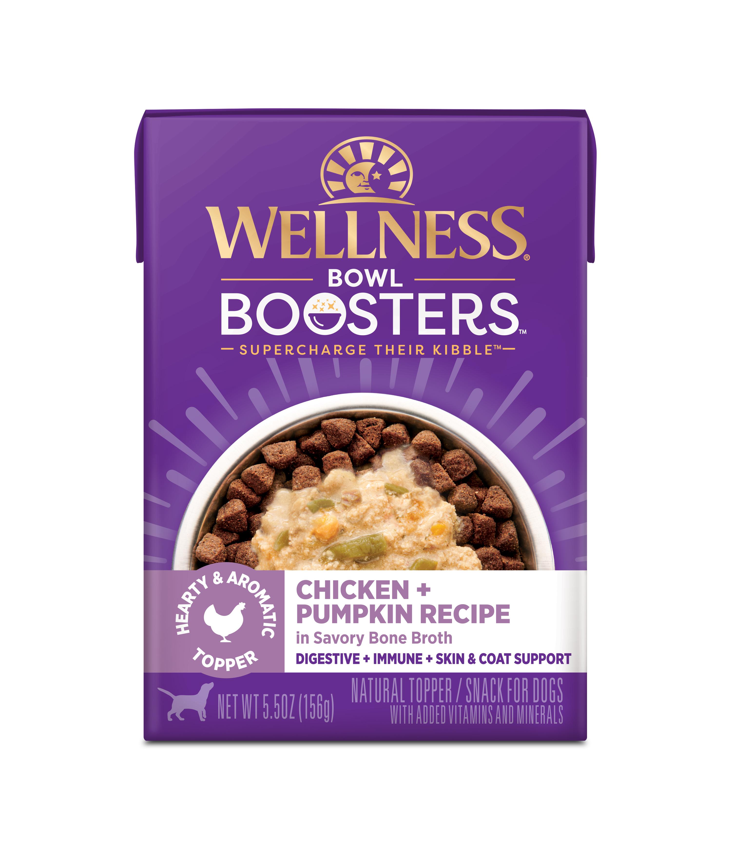 Wellness Bowl Boosters Hearty Toppers Chicken & Pumpkin in Broth Grain-Free Wet Dog Food Topper