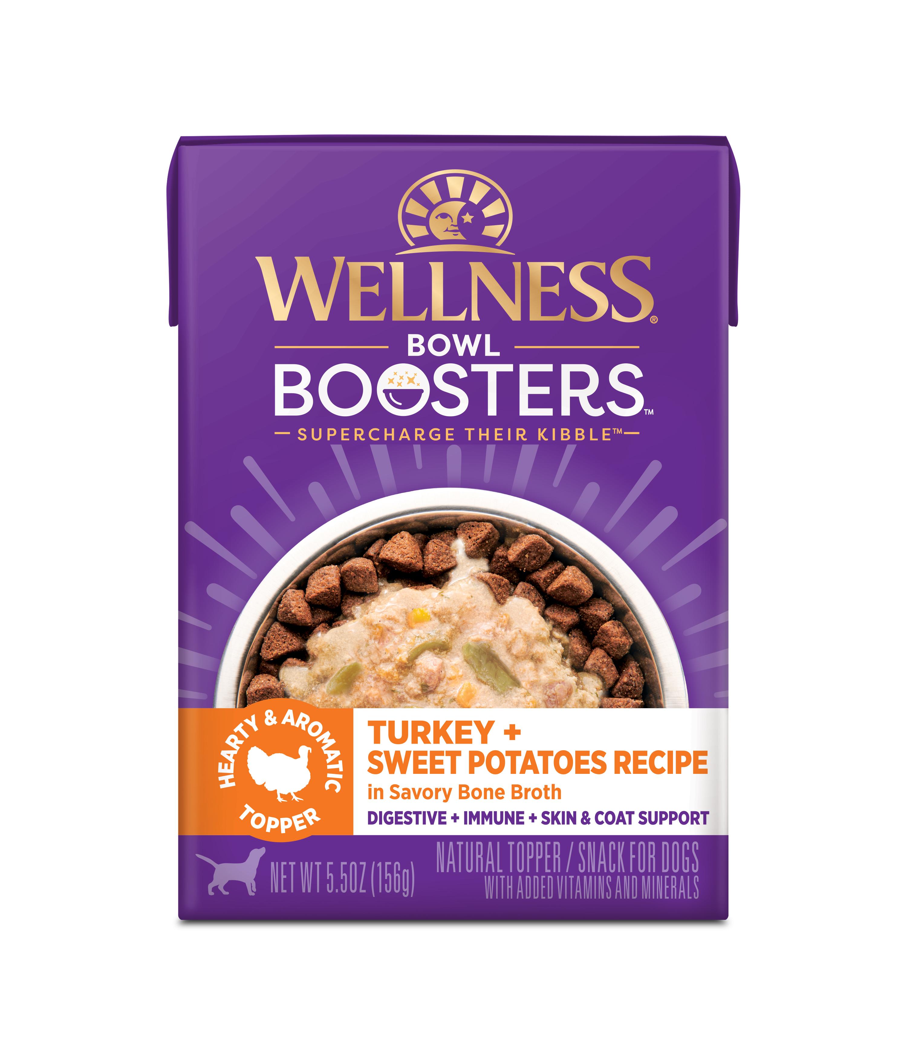 Wellness Bowl Boosters Hearty Toppers Turkey & Sweet Potatoes in Broth Grain-Free Wet Dog Food Topper