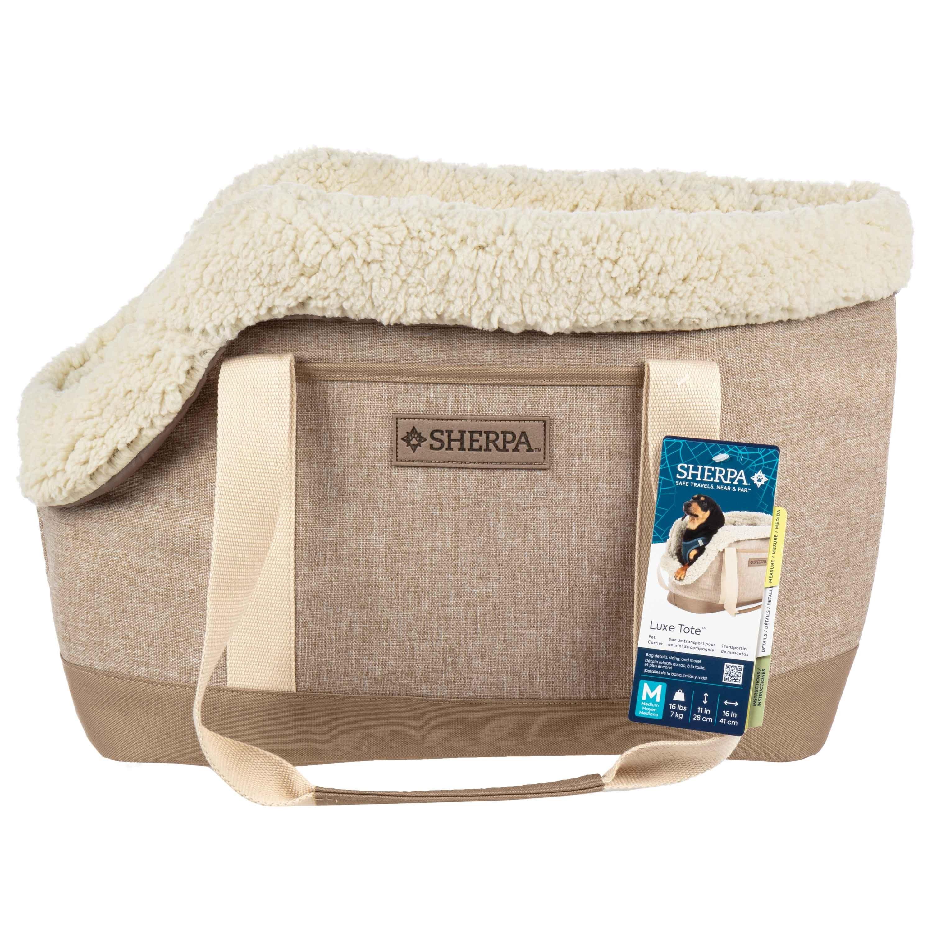 Sherpa Luxe Tote Carrier Fashionable Pet Carrier, Tan, Medium