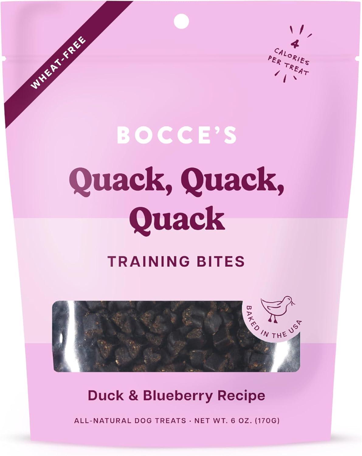 Bocce's Bakery Quack Quack Quack Duck & Blueberry Training Bites Dog Treats, 3-oz
