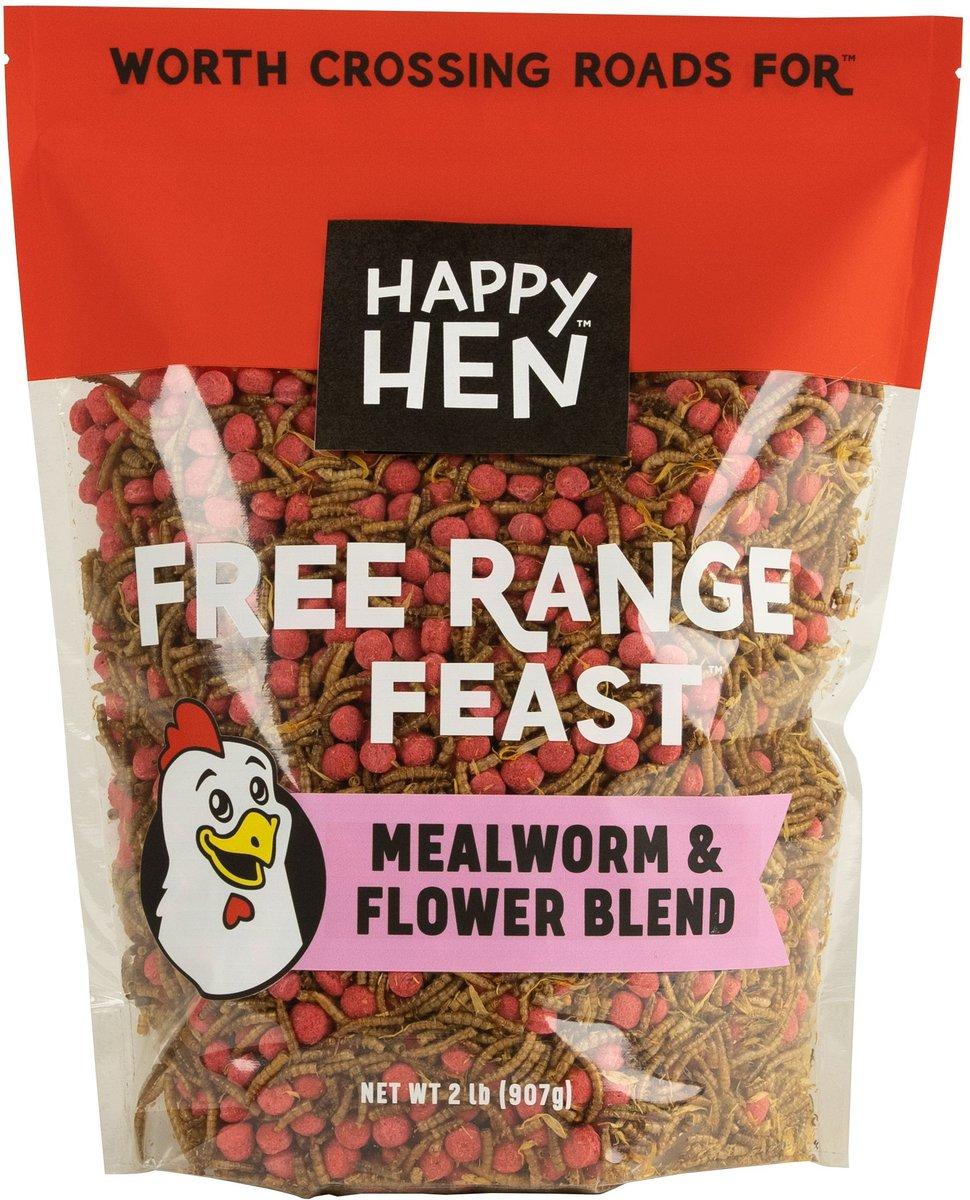 Happy Hen Free Range Feast Mealworm & Flower Blend Chicken Treats, 2-lb