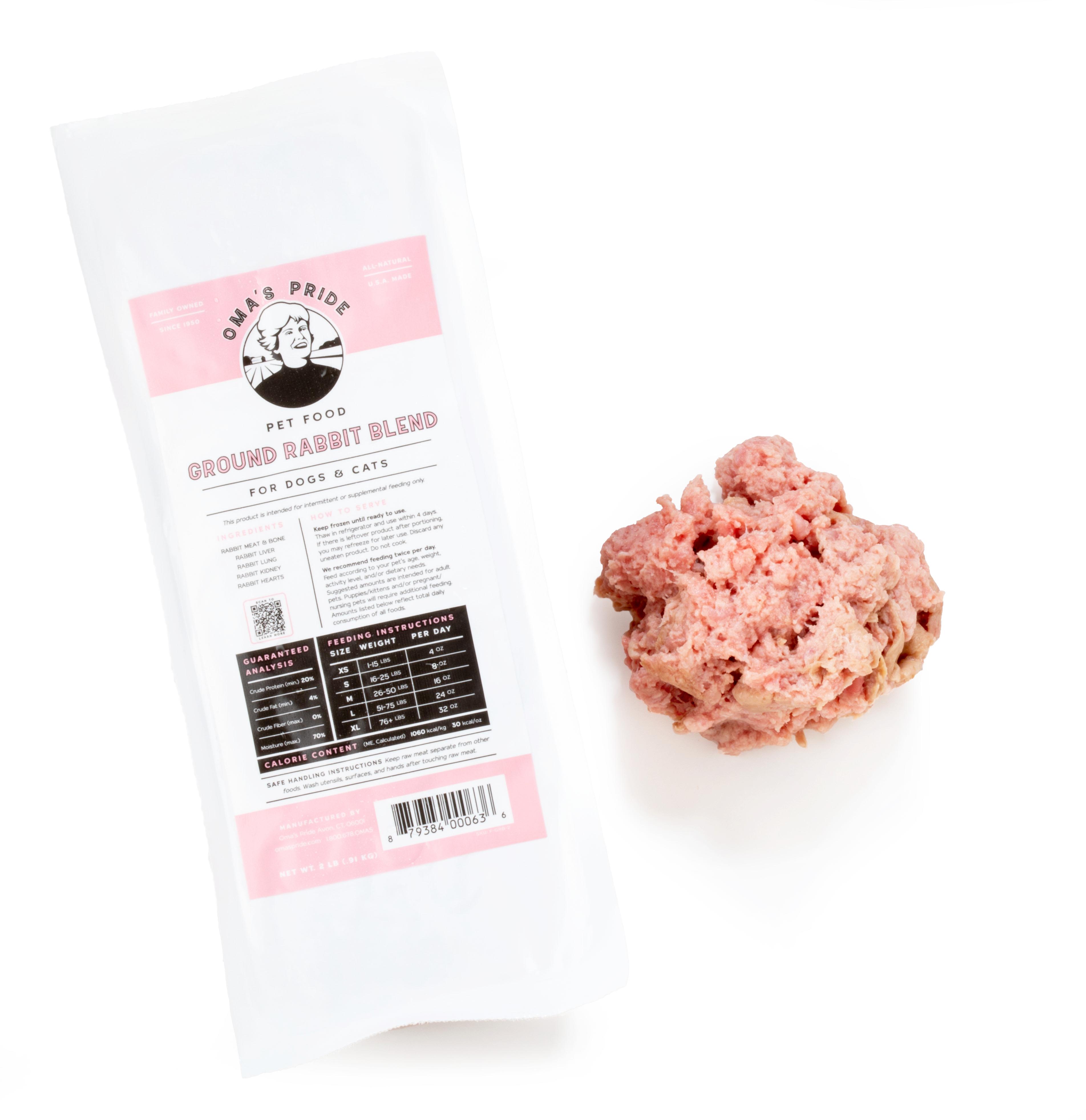 Oma's Pride Ground Rabbit Blend Frozen Dog & Cat Food, 2-lb