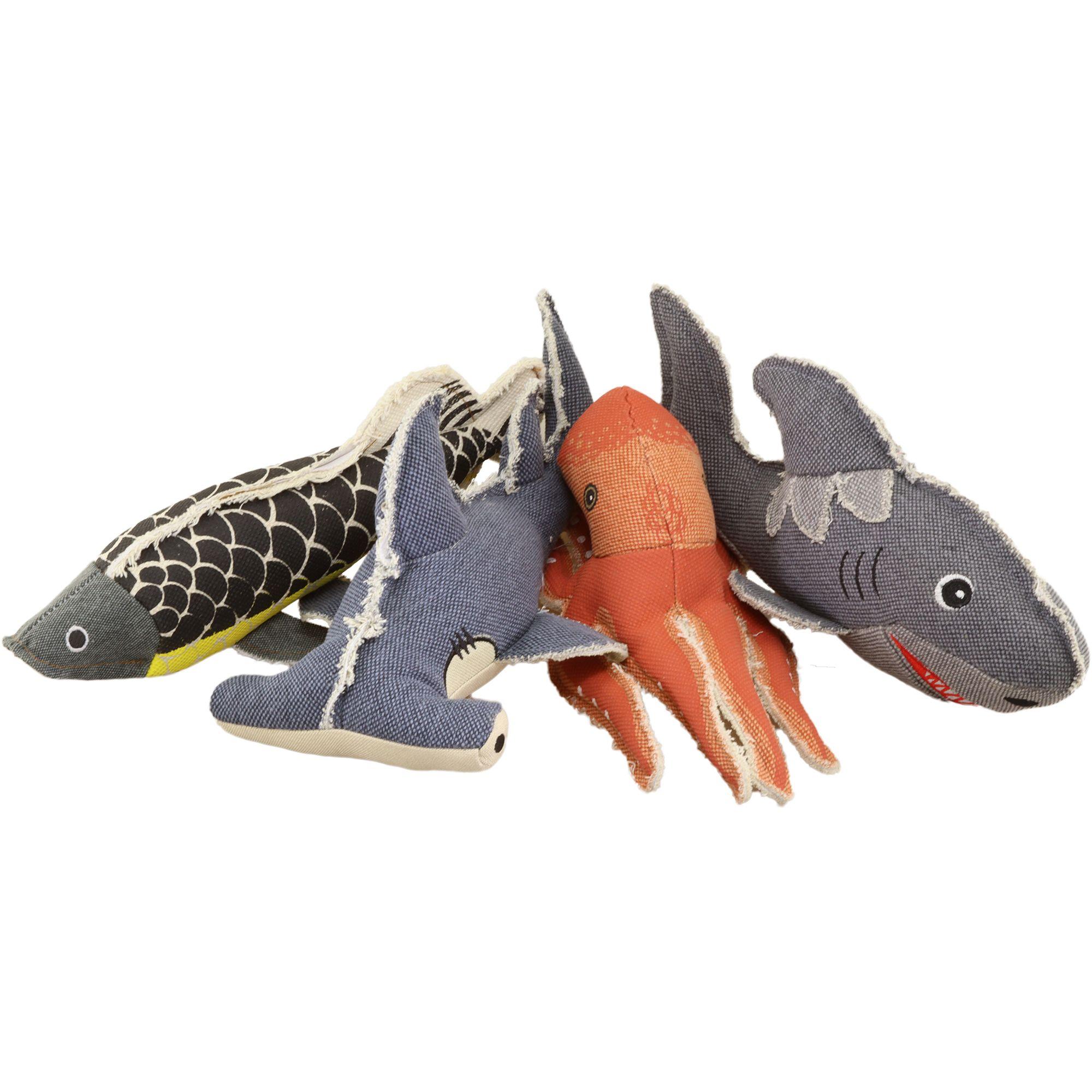 Pet Sport USA Tuff Squeaks Canvas Reel Big Fish Dog Toy, Assorted