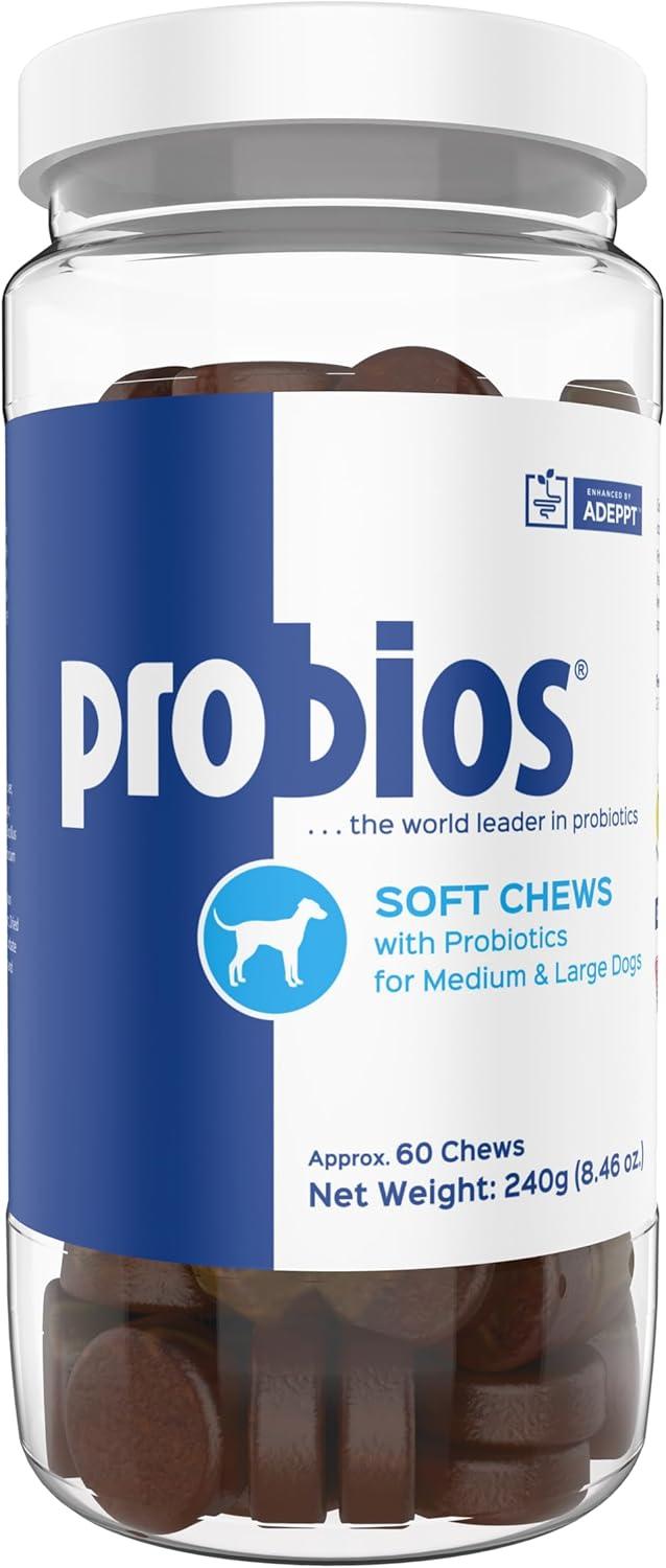 Probios Soft Chews with Prebiotics Supplement for Medium & Large Dogs, 60-count