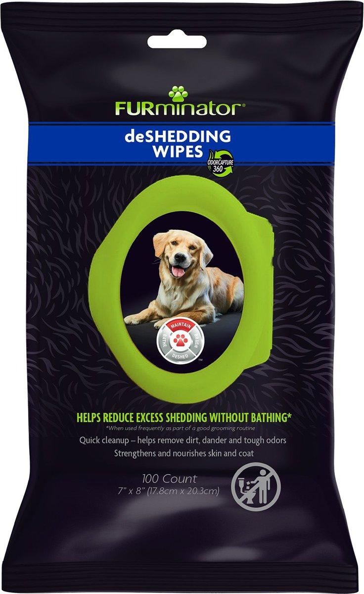 FURminator deSHEDDING Dog Grooming Wipes, 100-count