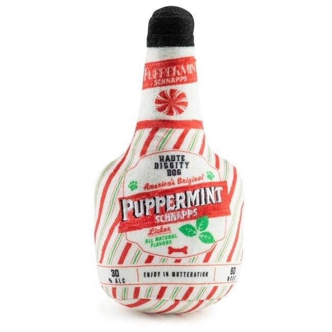 Haute Diggity Dog Puppermint Schnapps Bottle Dog Toy, 8 x 5 x 3.5-in