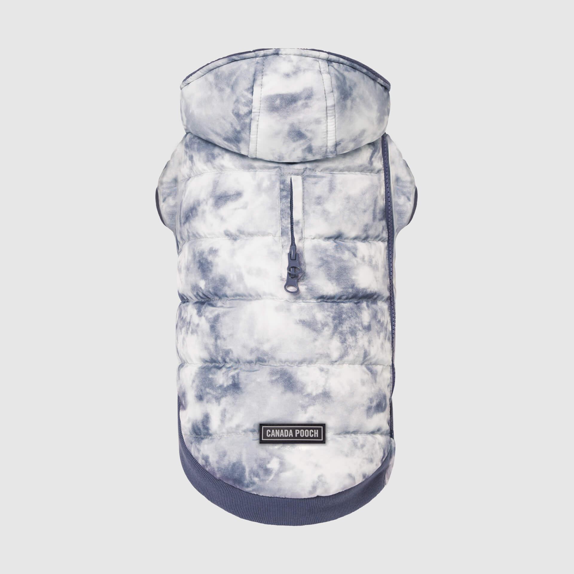 Canada Pooch Prism Puffer Dog Coat, Grey Tie Dye, 14