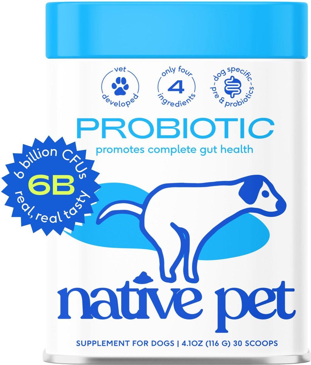 Native Pet Probiotic & Prebiotic Powder Vet-Formulated Dog Supplement, 4.1-oz