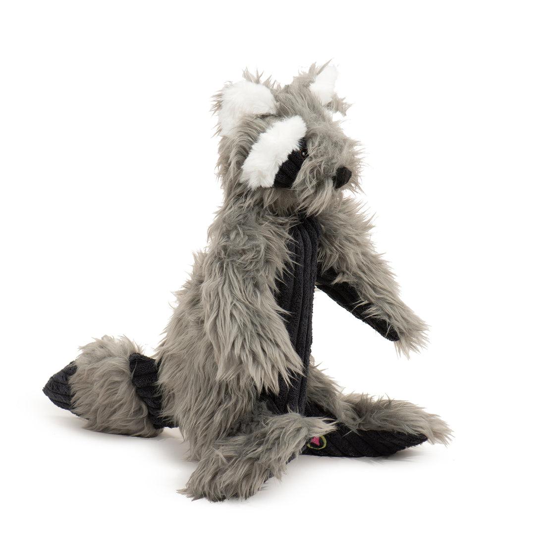 HuggleHounds Redwood Raccoon X-Brace Plush Dog Toy, 19-in