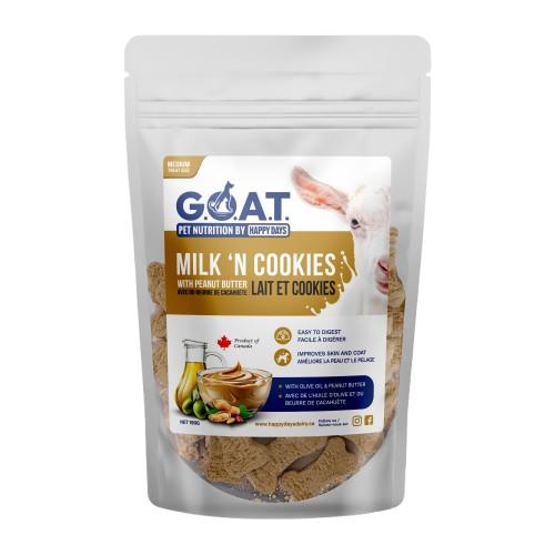 Happy Days Goat Milk 'N Cookies with Peanut Butter Bone Dog Treats, Medium, 190-gram