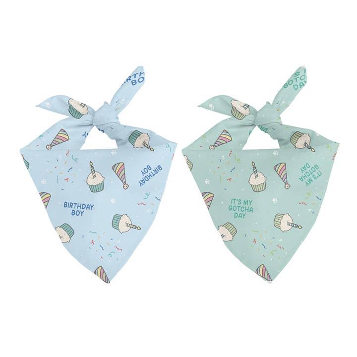 Dog Bandana Co. Birthday Boy & Gotcha Day Double-Sided Tie Snap Dog Bandana, Small