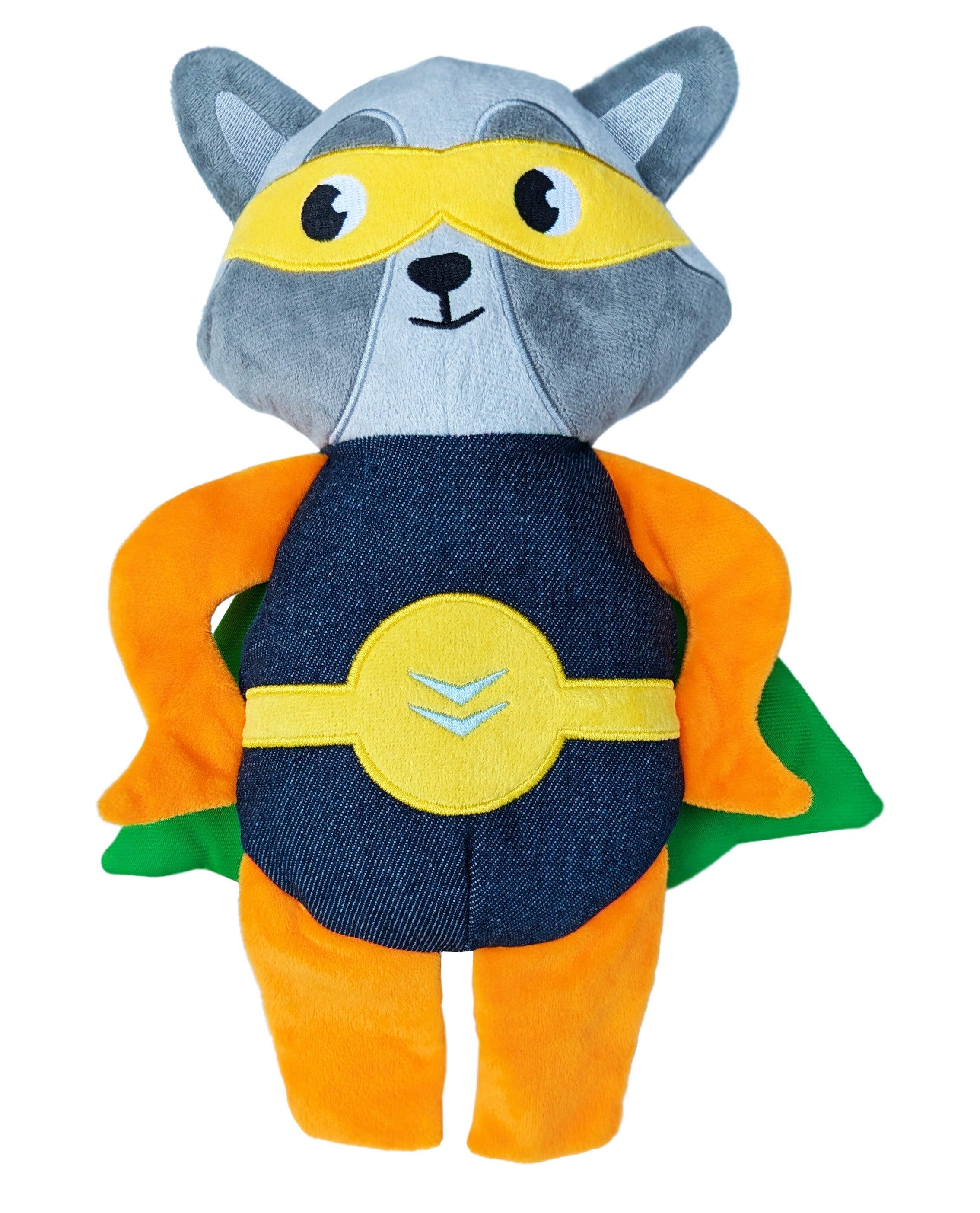 Dog Meets Toy Superhero Raccoon Plush Dog Toy, 12-in