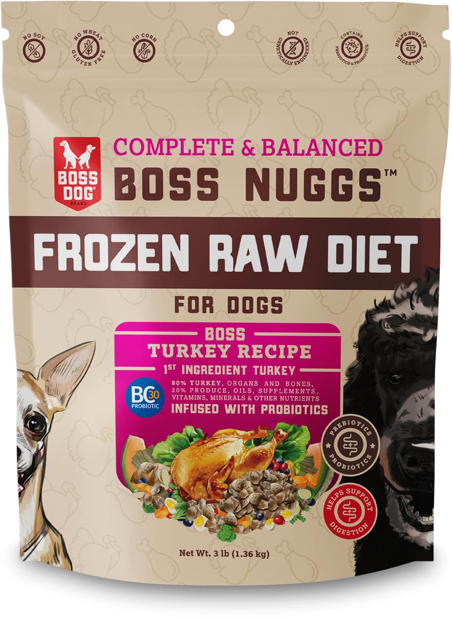 Boss Dog Raw Diet Boss Nuggs Turkey Recipe Frozen Dog Food, 3-lb