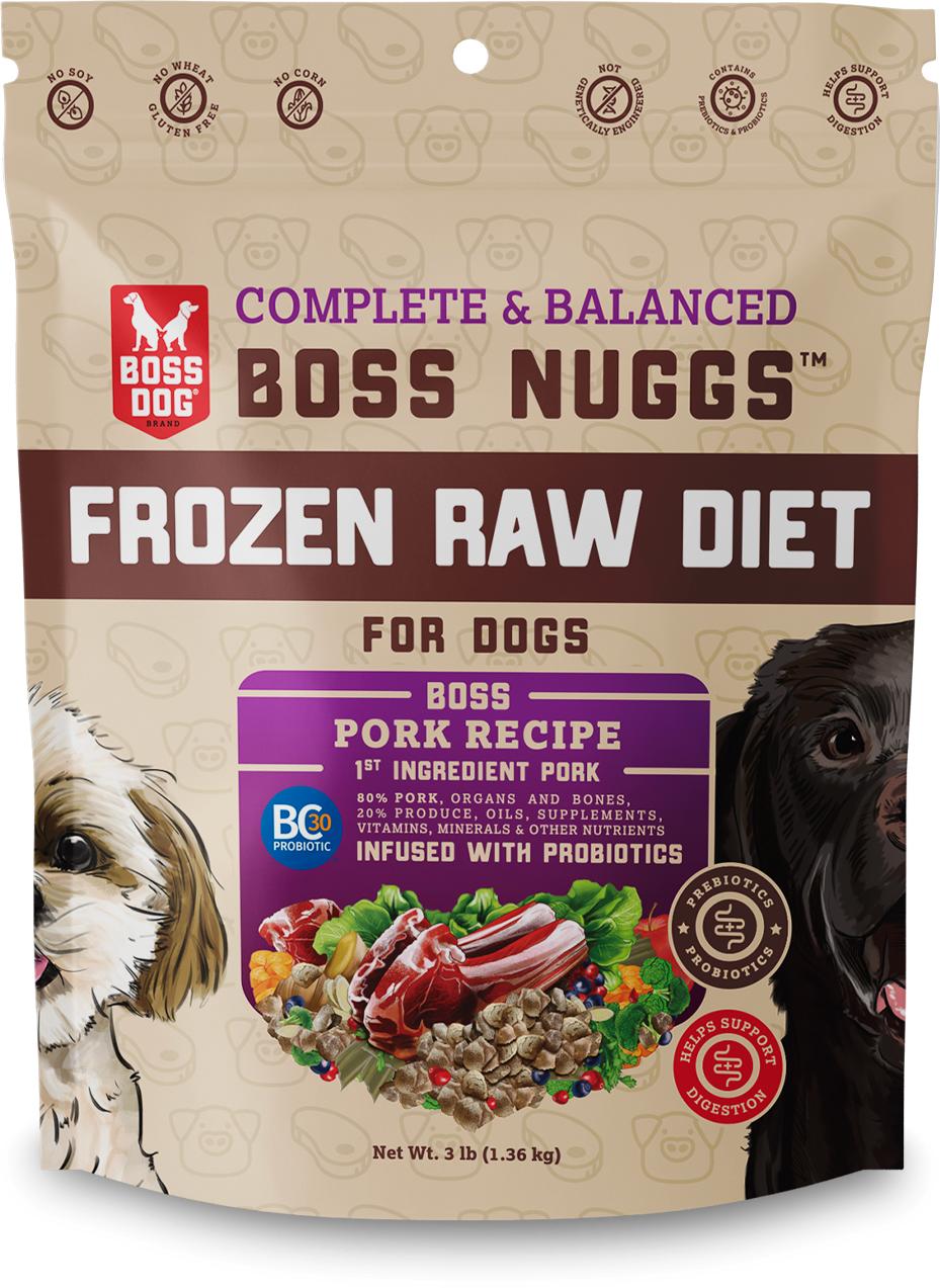 Boss Dog Raw Diet Boss Nuggs Pork Recipe Frozen Dog Food, 3-lb