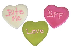 Preppy Puppy Valentine's Day Conversation Heart Cookie Dog Treats
