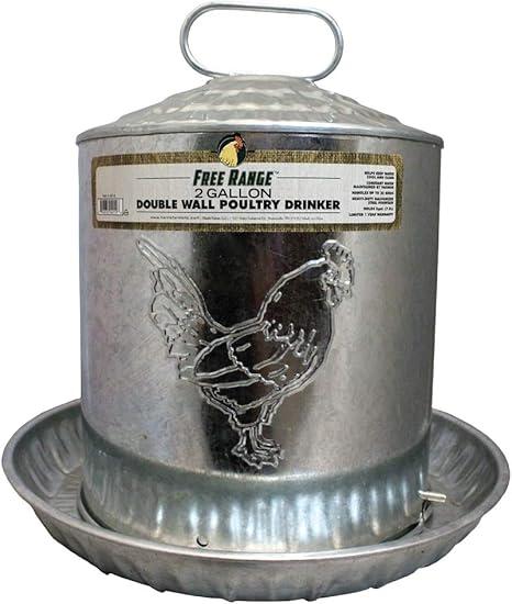 Harris Farms Galvanized Double Wall Poultry Drinker, 2-gal