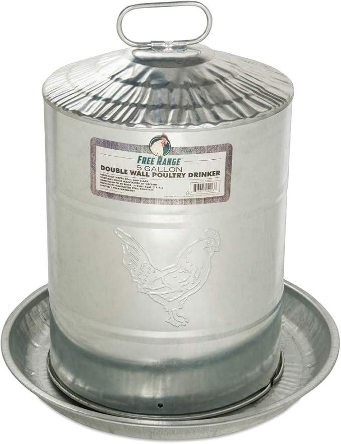 Harris Farms Galvanized Double Wall Poultry Drinker, 5-gal