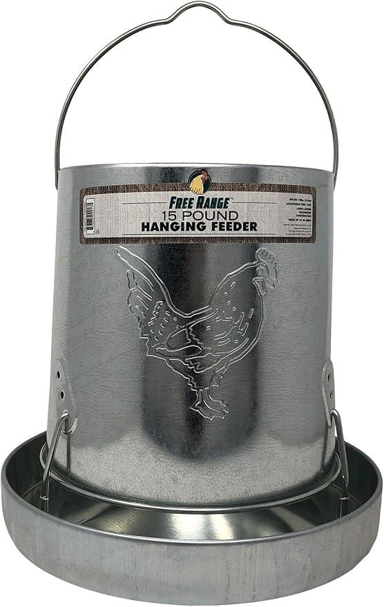 Harris Farms Galvanized Hanging Poultry Feeder, 15-lb