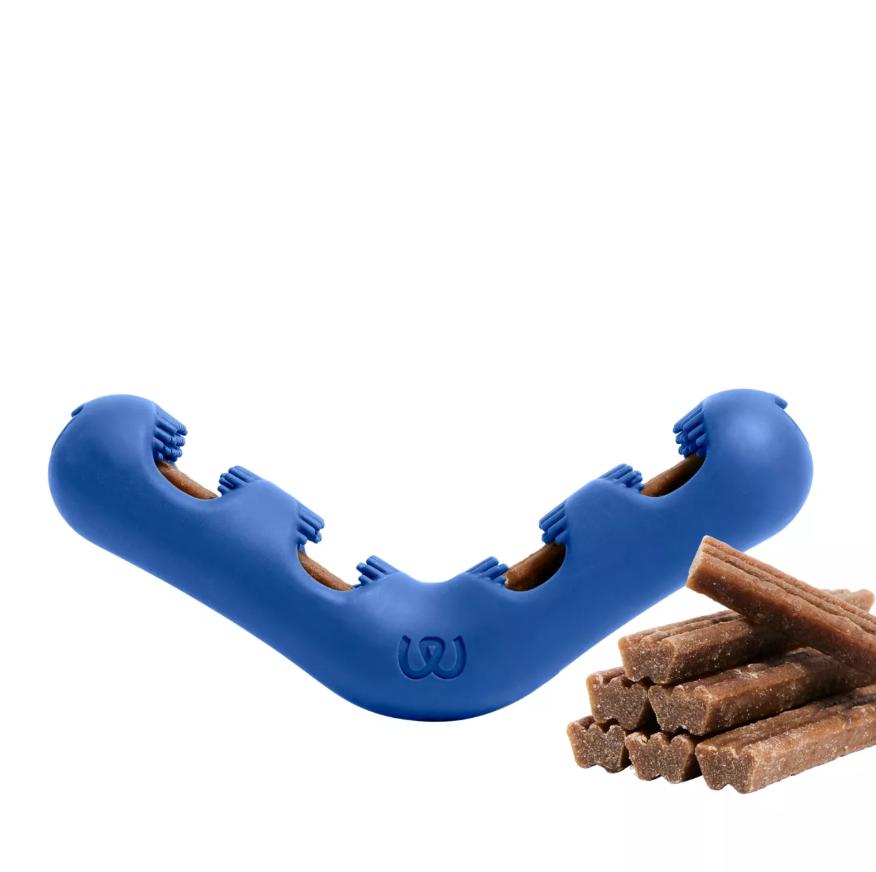 Woof Pet The Bite n' Brush Toothbrush Toy for Dogs, Blue, Large