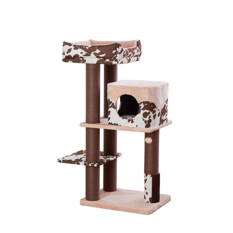 PetPals Cowboy Cat Tree, Brown Cow Print, X-Large