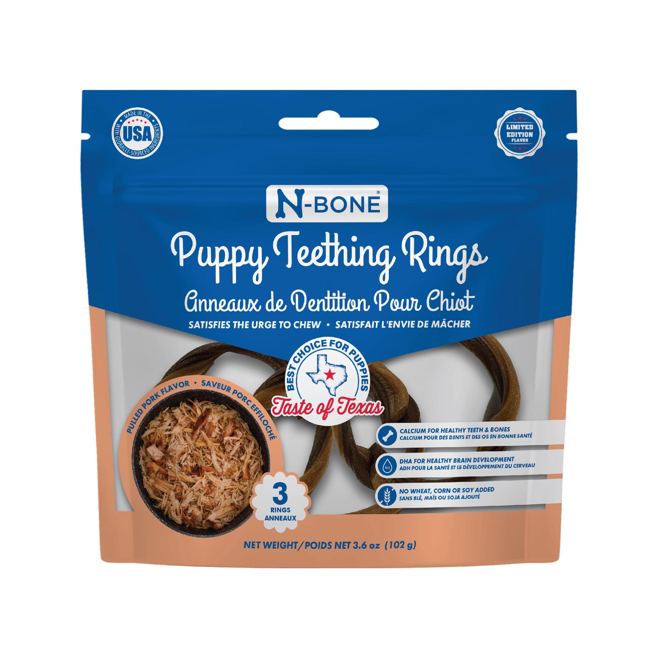 N-Bone Puppy Teething Rings Taste of Texas Pulled Pork Dog Treats, 3-pk