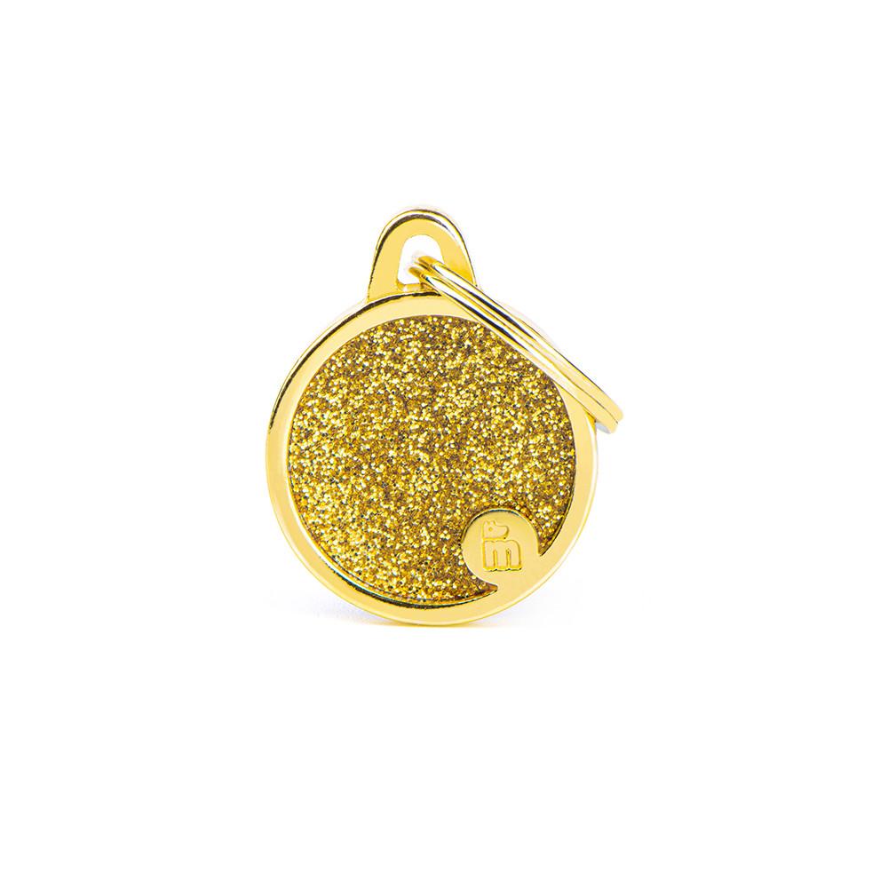 MyFamily Shine Glitter Circle Pet ID Tag, Gold