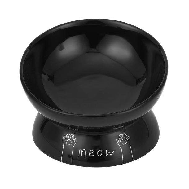 Park Life Designs Meow Tilt Elevated Ceramic Cat Dish, Black, 20-oz