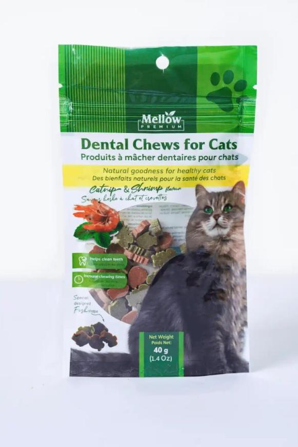 Mellow Premium Dental Chews Catnip & Shrimp Cat Treats