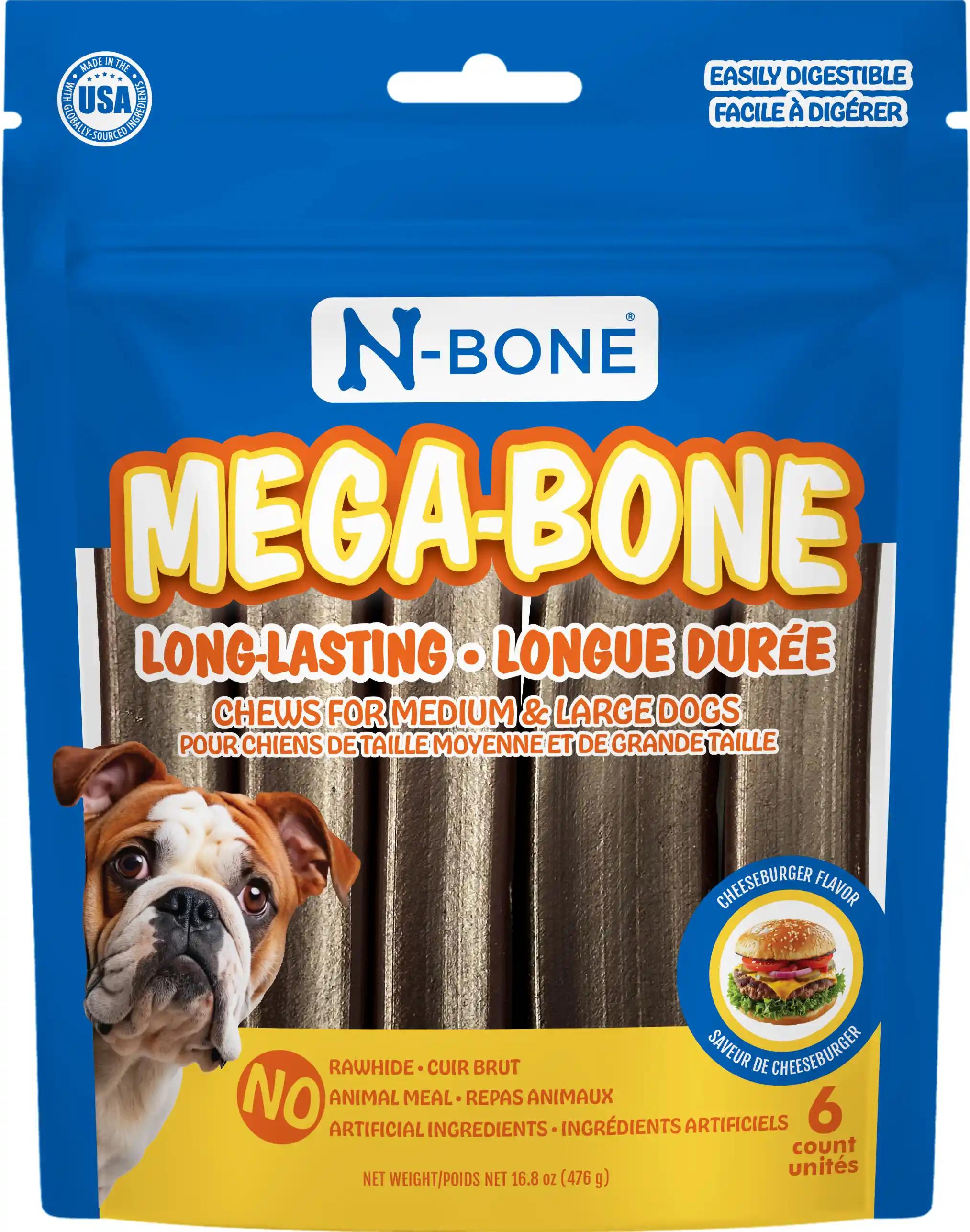 N-Bone Mega-Bone Cheeseburger Dog Treats, 16.8-oz
