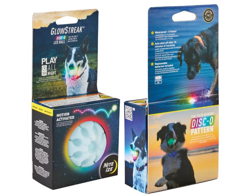 Nite Ize GlowStreak LED Ball Dog Toy, Disc-O