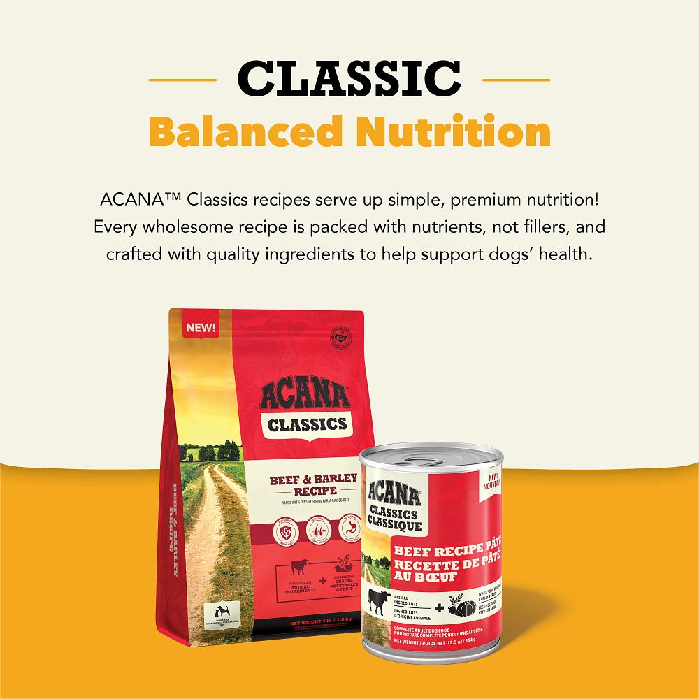 ACANA Classics Beef Recipe Pate Wet Dog Food Can, 12.5-oz