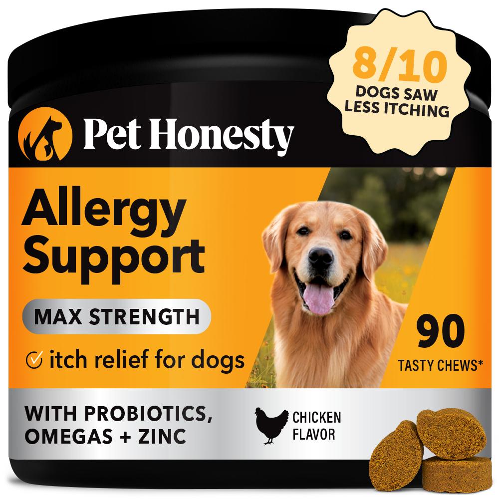 Pet Honesty Allergy Support Max Strength Chicken Flavor Soft Chews Dog Supplement, 90-count