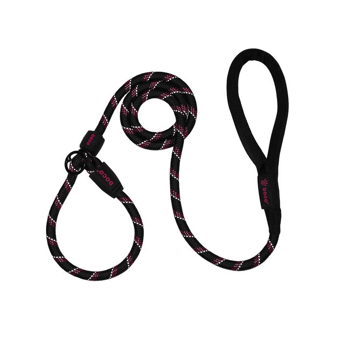 DOCO Reflective Rope Slip Leash with Black Nylon Handle for Dogs, Raspberry Pink, Large