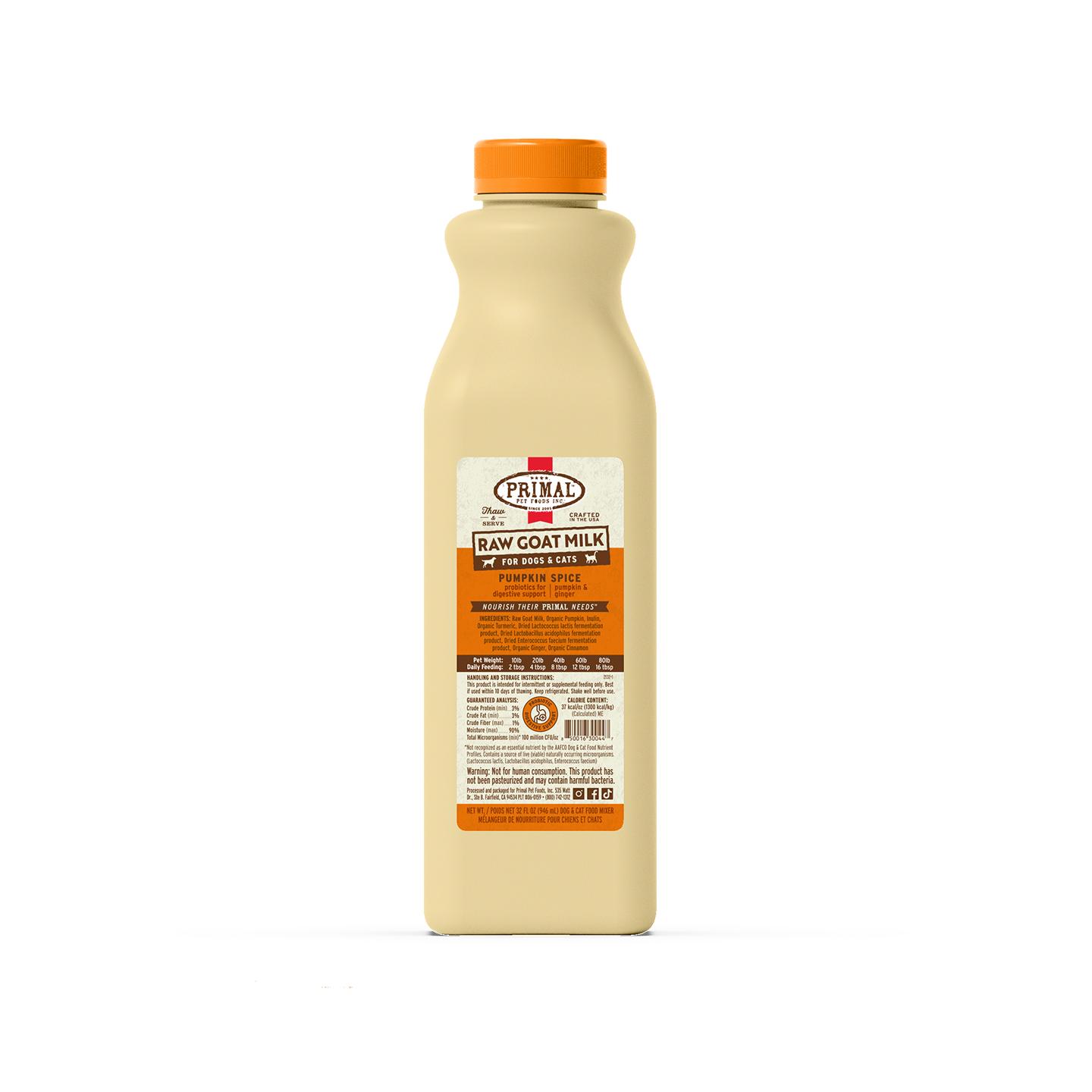 Primal Raw Frozen Goat Milk Pumpkin Spice for Dogs & Cats (WA), 32-oz