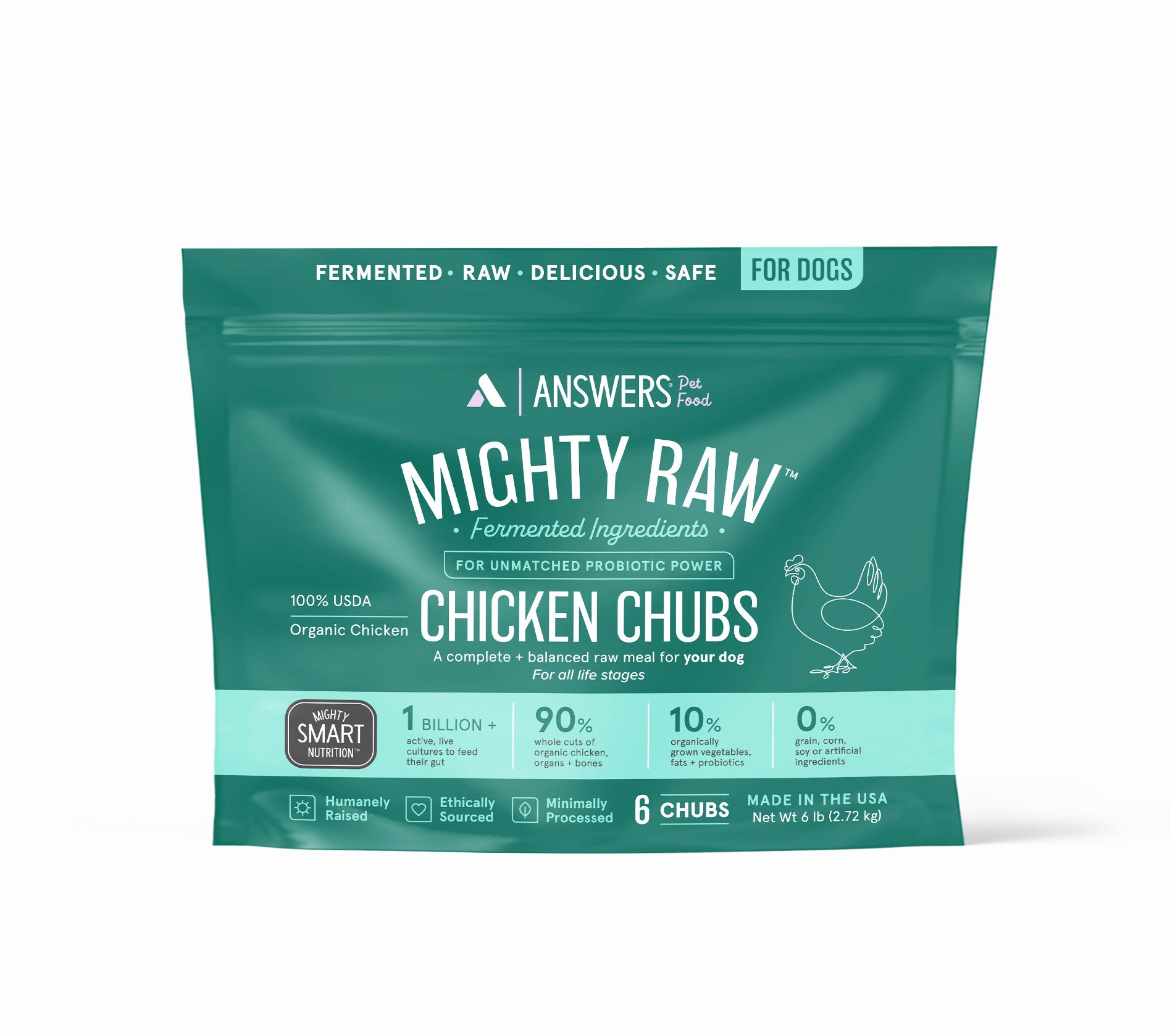 Answers Pet Food Mighty Raw Chicken Chubs Frozen Dog Food
