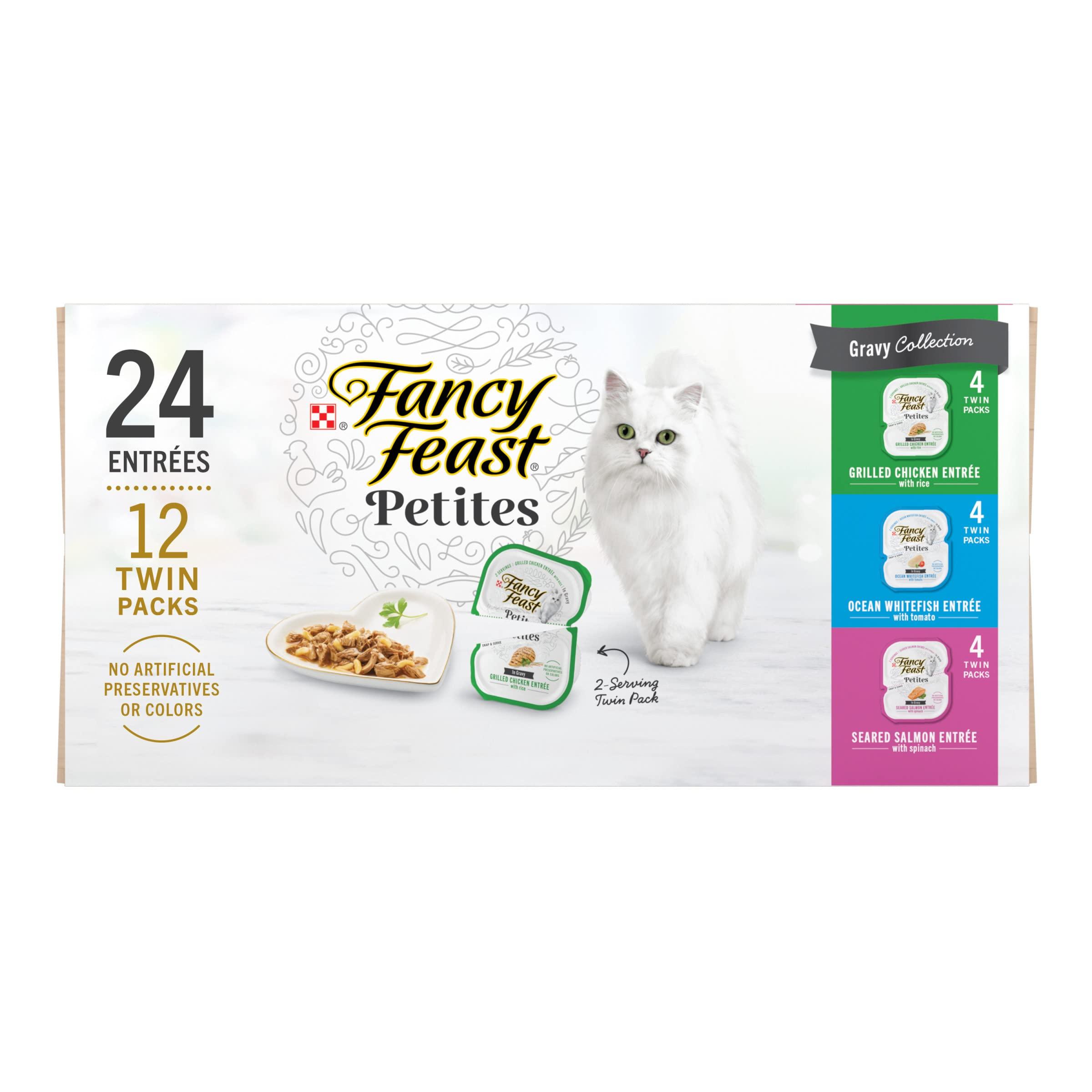 Fancy Feast Petites Gravy Variety Pack Wet Cat Food Tubs, 2.8-oz, 12-pk